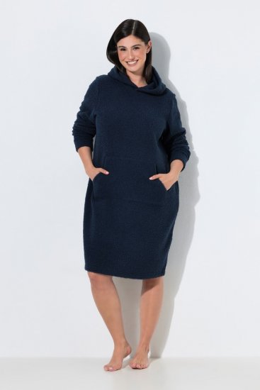 Ulla Popken 853353 Vestido de estar em casa com capuz Azul-marinho - Pijamas/Loungewear - 