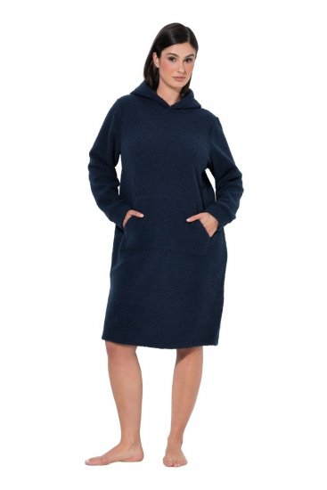 Ulla Popken 853353 Vestido de estar em casa com capuz Azul-marinho - Pijamas/Loungewear - 