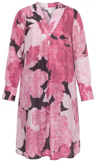 Ulla Popken 853426 Vestido floral Ameixa - Vestidos midi - Vestidos Midi Tamanhos Grandes
