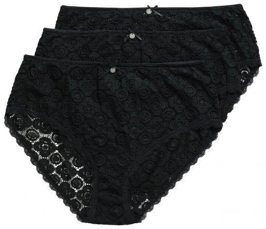 Ulla Popken 853495 Cuecas com flores pack de 3 Preto - Cuecas - 