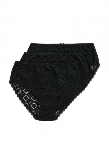 Ulla Popken 853495 Cuecas com flores pack de 3 Preto - Cuecas - 