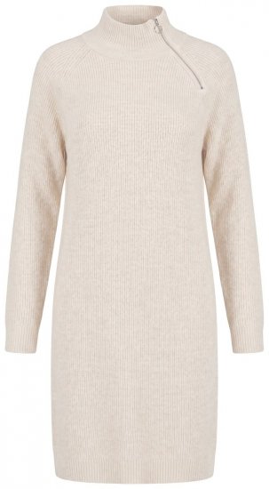 Ulla Popken 853504 Vestido de malha de manga comprida com gola alta Branco sujo - Vestidos de malha - 