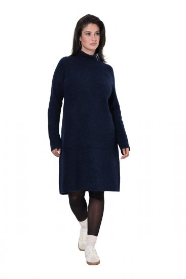 Ulla Popken 853504 Vestido de malha com gola alta Azul-marinho - Vestidos - Vestidos para todos os tamanhos