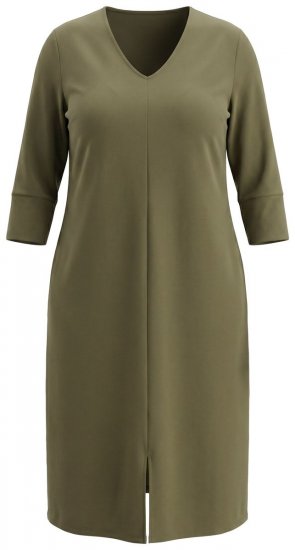 Ulla Popken 853510 Vestido midi com bolsos Caqui - Vestidos midi - Vestidos Midi Tamanhos Grandes