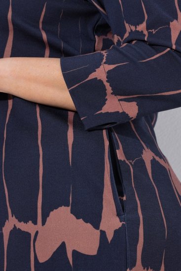 Ulla Popken 853590 Vestido de jersey estampado com manga 3/4 Azul-marinho - Vestidos - Vestidos para todos os tamanhos