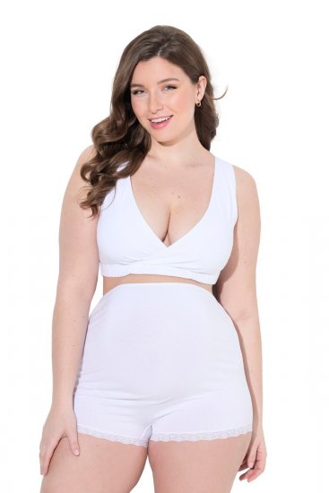 Ulla Popken 853631 Cuecas de grávida com renda Branco - Cuecas - 