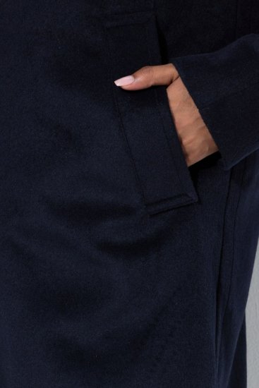 Ulla Popken 853646 Casaco de lã com gola de camisa Azul-marinho - Casacos - Casacos de Mulher em Tamanhos Grandes