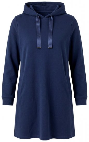 Ulla Popken 853652 Vestido de veludo com capuz Azul-marinho - Vestidos de noite - Vestidos de festa em tamanhos grandes