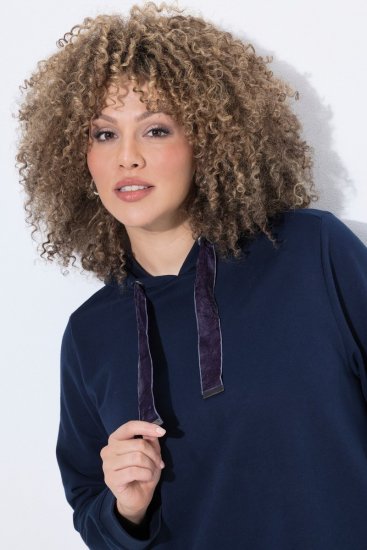 Ulla Popken 853652 Vestido de veludo com capuz Azul-marinho - Vestidos de noite - Vestidos de festa em tamanhos grandes