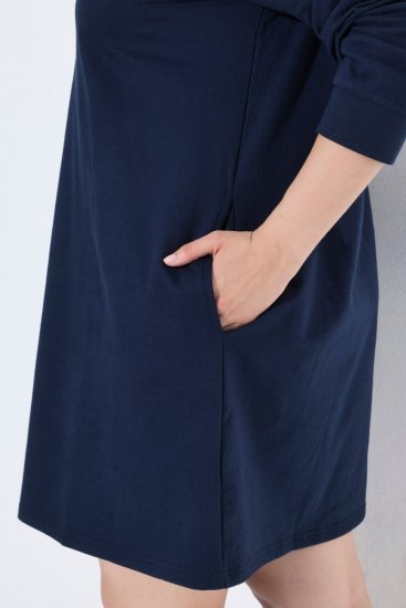 Ulla Popken 853652 Vestido de veludo com capuz Azul-marinho - Vestidos de noite - Vestidos de festa em tamanhos grandes