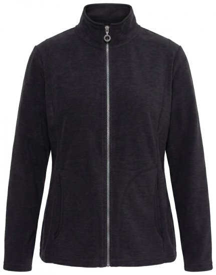 Ulla Popken 853668 Casaco polar com gola alta Preto - Roupa polar - 