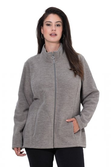 Ulla Popken 853668 Casaco polar com gola alta Cinzento - Roupa polar - 