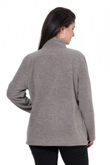 Ulla Popken 853668 Casaco polar com gola alta Cinzento - Roupa polar - 