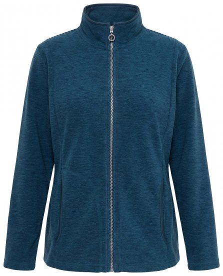 Ulla Popken 853668 Casaco polar com gola alta Petróleo - Roupa polar - 