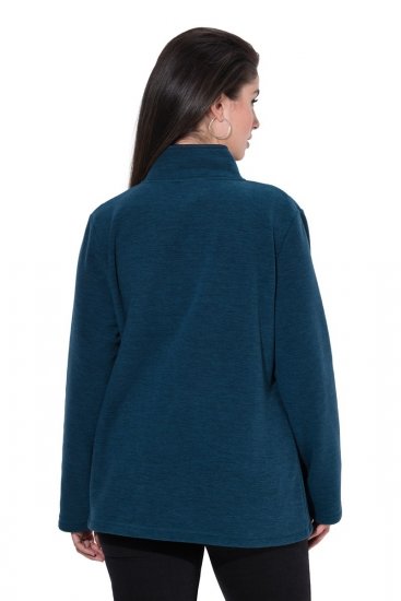 Ulla Popken 853668 Casaco polar com gola alta Petróleo - Roupa polar - 
