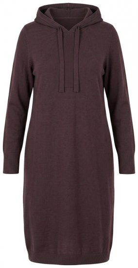 Ulla Popken 853669 Vestido de malha de manga comprida com capuz Castanho mogno - Vestidos de malha - 