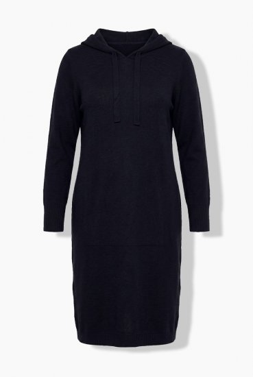 Ulla Popken 853669 Vestido de sweat de manga comprida com capuz Azul-marinho - Vestidos de moletom - 