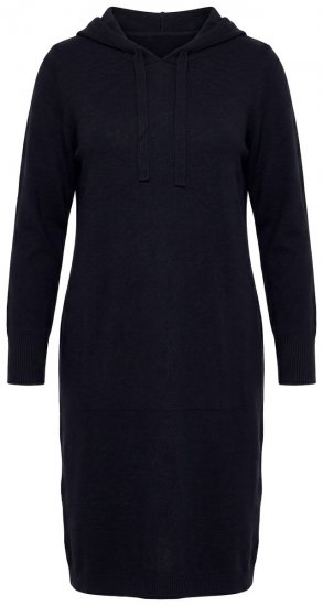 Ulla Popken 853669 Vestido de sweat de manga comprida com capuz Azul-marinho - Vestidos de moletom - 