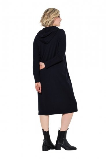 Ulla Popken 853669 Vestido de sweat de manga comprida com capuz Azul-marinho - Vestidos de moletom - 