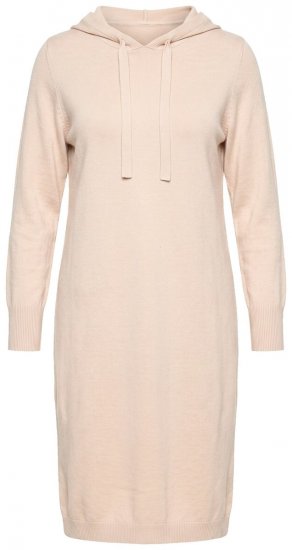 Ulla Popken 853669 Vestido de malha de manga comprida com capuz Bege - Vestidos midi - Vestidos Midi Tamanhos Grandes