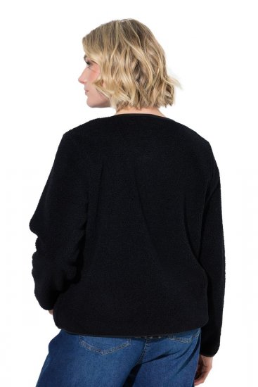 Ulla Popken 853685 Casaco teddy curto com debrum efeito pele Preto - Jaquetas - Casacos plus size para mulher