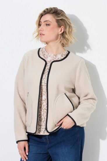 Ulla Popken 853685 Casaco teddy Champanhe - Jaquetas - Casacos plus size para mulher