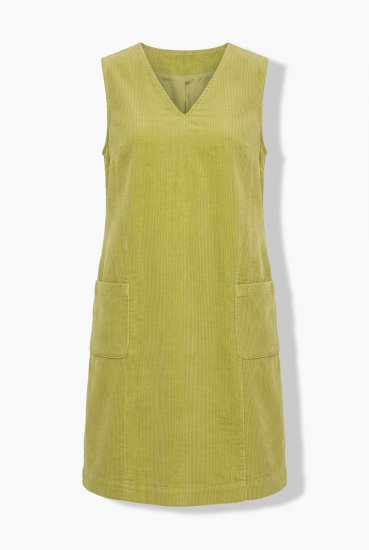 Ulla Popken 853697 Vestido de bombazina sem mangas com bolsos Verde claro - Vestidos de verão - Vestidos de verão plus size
