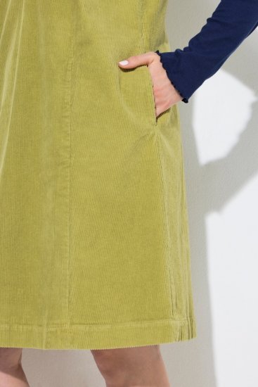 Ulla Popken 853697 Vestido de bombazina sem mangas com bolsos Verde claro - Vestidos de verão - Vestidos de verão plus size