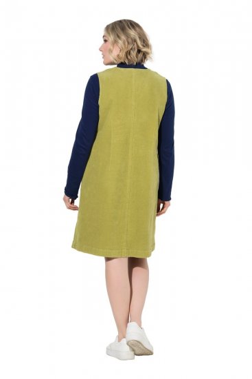 Ulla Popken 853697 Vestido de bombazina sem mangas com bolsos Verde claro - Vestidos de verão - Vestidos de verão plus size