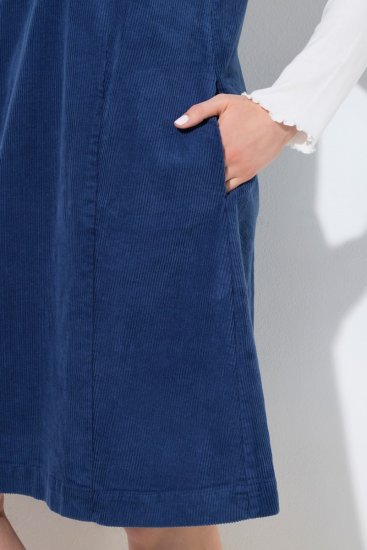 Ulla Popken 853697 Vestido de bombazina sem mangas com decote em V Azul-marinho - Vestidos de verão - Vestidos de verão plus size
