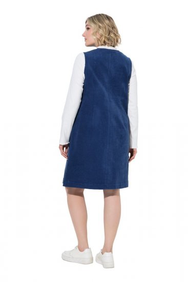 Ulla Popken 853697 Vestido de bombazina sem mangas com decote em V Azul-marinho - Vestidos de verão - Vestidos de verão plus size