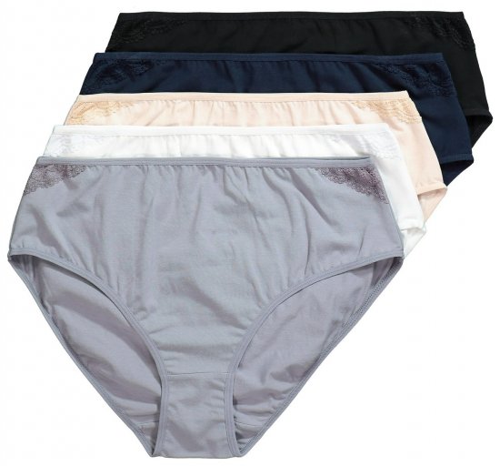 Ulla Popken 853698 Cuecas com renda pack de 5 Preto - Cuecas - 