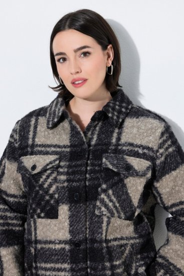 Ulla Popken 853709 Casaco teddy Bege - Jaquetas - Casacos plus size para mulher