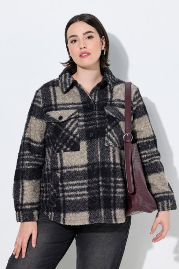 Ulla Popken 853709 Casaco teddy Bege - Jaquetas - Casacos plus size para mulher