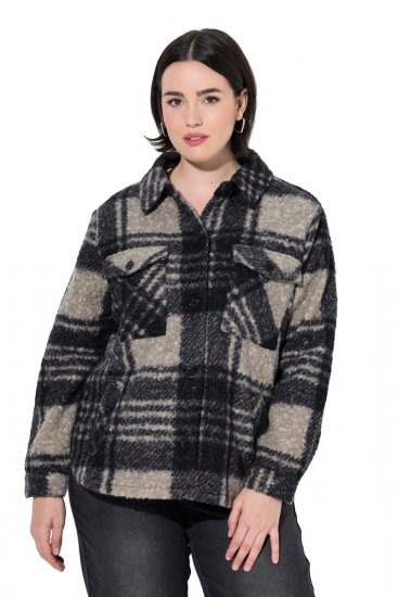 Ulla Popken 853709 Casaco teddy Bege - Jaquetas - Casacos plus size para mulher