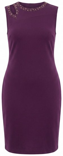 Ulla Popken 853766 Vestido justo com strass Ameixa - Vestidos de noite - Vestidos de festa em tamanhos grandes