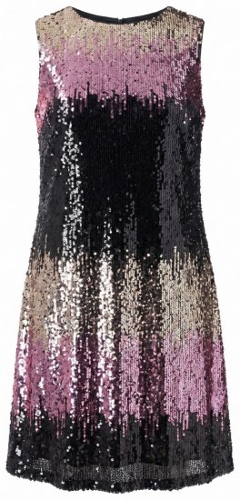 Ulla Popken 853768 Vestido de lantejoulas às riscas Preto - Vestidos de noite - Vestidos de festa em tamanhos grandes