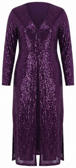Ulla Popken 853770 Casaco de lantejoulas Ameixa - Jaquetas - Casacos plus size para mulher