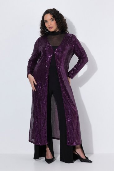 Ulla Popken 853770 Casaco de lantejoulas Ameixa - Jaquetas - Casacos plus size para mulher
