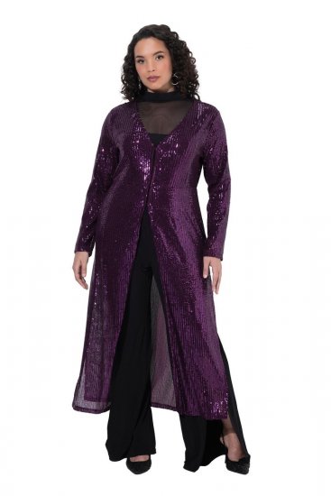 Ulla Popken 853770 Casaco de lantejoulas Ameixa - Jaquetas - Casacos plus size para mulher