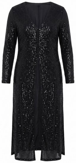 Ulla Popken 853770 Casaco de lantejoulas Preto - Jaquetas - Casacos plus size para mulher