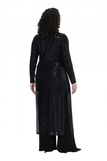 Ulla Popken 853770 Casaco de lantejoulas Preto - Jaquetas - Casacos plus size para mulher
