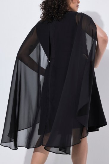 Ulla Popken 853774 Vestido com folhos Preto - Vestidos de noite - Vestidos de festa em tamanhos grandes