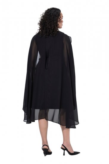 Ulla Popken 853774 Vestido com folhos Preto - Vestidos de noite - Vestidos de festa em tamanhos grandes