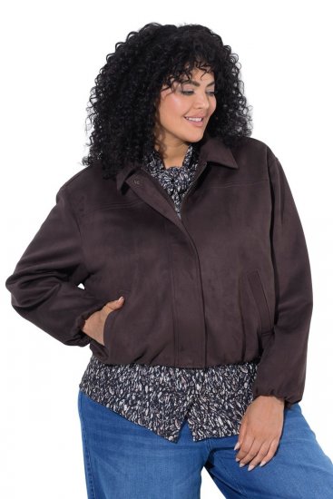 Ulla Popken 853792 Casaco de camurça sintética Castanho - Jaquetas - Casacos plus size para mulher