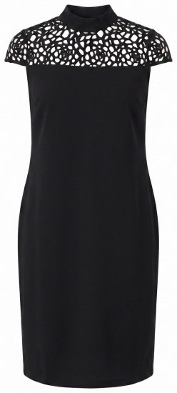 Ulla Popken 853808 Vestido de manga curta com gola alta Preto - Vestidos - Vestidos para todos os tamanhos