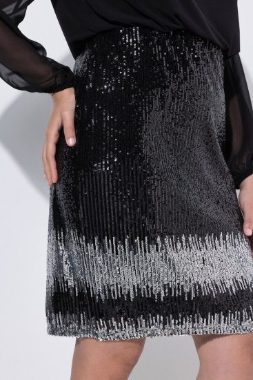 Ulla Popken 853810 Vestido de lantejoulas Preto - Vestidos de noite - Vestidos de festa em tamanhos grandes