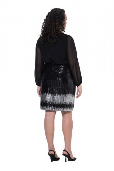 Ulla Popken 853810 Vestido de lantejoulas Preto - Vestidos de noite - Vestidos de festa em tamanhos grandes