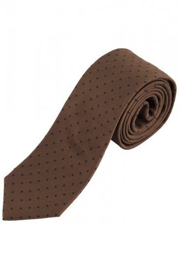JP1880 853822 Gravata de seda às bolinhas extra-comprida Castanho escuro - Gravatas e laços - 