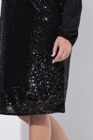 Ulla Popken 853871 Vestido de lantejoulas Preto - Vestidos de noite - Vestidos de festa em tamanhos grandes